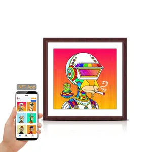 Muurmontage Frame Token Black Nft Art Frames Android Hout Foto Video Wifi Nft Crypto Lcd Display Digitaal Canvas 33 Inch