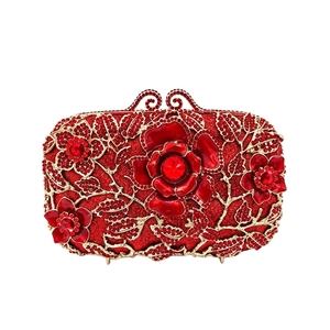 Women Chic Enamel Floral Rhinestones Clutch Purse Dazzling Crystal Evening Bag Elegant <b>Handbag</b> <b>for</b> Family Gathering Night Out - Product Image 6