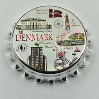 Nouvel arrivage Cadeau souvenir promotionnel personnalisé au Danemark Bouchons de bouteille Aimant de réfrigérateur Ouvre-bouteille