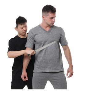 Livello <span class=keywords><strong>5</strong></span> protezione del corpo a prova di pugnalata Ves t-shirt tattica elastica maniche corte scollo a V piastre in fibra speciale gilet da lavoro - Product Image 1