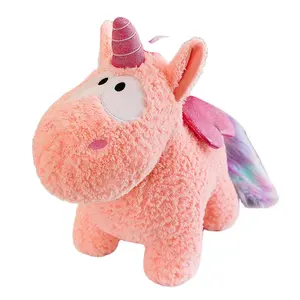 Grosir boneka kuda poni pelangi anak perempuan, mainan lembut menenangkan merah muda ungu putih Unicorn