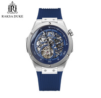 Montre squelette mécanique automatique de haute qualité pour homme avec réserve de marche, aiguilles lumineuses, bracelet en silicone, OEM, luxe et mode