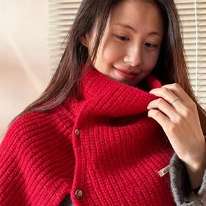 L-6665 Cache-cou <span class=keywords><strong>en</strong></span> acrylique haut de gamme pour femme, style tricoté, avec boutons, collection automne-hiver, cape tendance - Product Image 5