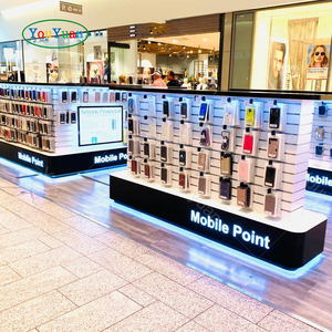 Telefonreparatur-<span class=keywords><strong>Kiosk</strong></span>: Glasregale für Slatwall, Ladentheke für Handygeschäfte – Weiß, Schwarz und Orange für Einkaufszentren mit Handyzubehör - Product Image 1