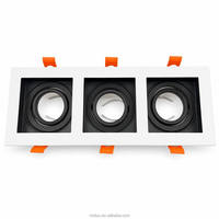 Spot encastré anti-éblouissement MR16 à 3 têtes en aluminium, design minimaliste pour usage hôtelier, garantie 5 ans, intérieur