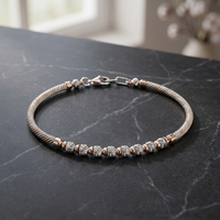 Bracelet en argent sterling 925 à deux pierres, chaîne torsadée multi-brins avec fermoir à griffe de homard standard, bijoux