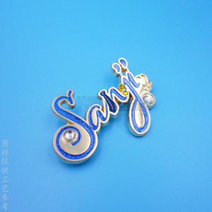 Placa de identificación metálica con diamantes de imitación de 45 mm, aleación 3D para bolsos y equipaje - Product Image 2
