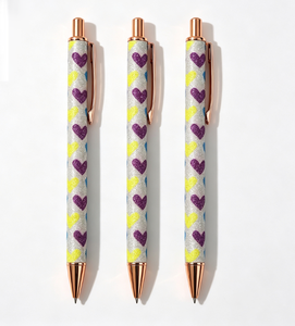 Chic Heart <b>Glitter</b> Shell Click Metal Ballpoint Pen Multi‑color Decorative Pen For School Party Give‑aways - Product Image 1