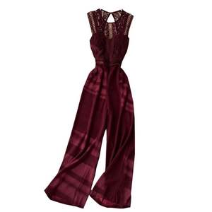 Mono de verano sin mangas, sin tirantes, con encaje y patchwork, largo, sin espalda, para mujer, de una pieza, al por mayor - Product Image 5