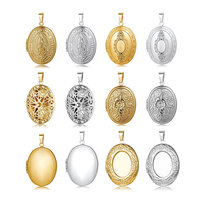 Pendentif médaillon ovale en acier inoxydable, breloques pour photos, plaqué or et argent, composants de bijoux pour colliers DIY