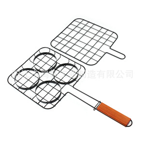 ตะแกรงย่างบาร์บีคิวสี่ช่องพร้อมด้ามไม้ เคลือบสารกันติด สำหรับย่างอาหารกลางแจ้ง อบ และบาร์บีคิว - Product Image 5