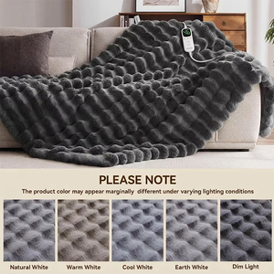 Comfort <strong>Electric</strong> Heated <strong>Blanket</strong> 12 <strong>Heating</strong> Levels <strong>Electric</strong> <strong>Blanket</strong> for Winter Faux Fur Machine Washable Winter Fast <strong>Heating</strong> - Product Image 5