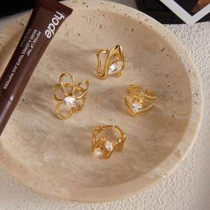 Imitatie edelsteen ringen dames zirkoon gouden niet-verblekende trouwringensets roestvrij staal groothandel sieraden in <span class=keywords><strong>India</strong></span> Y2046 - Product Image 5