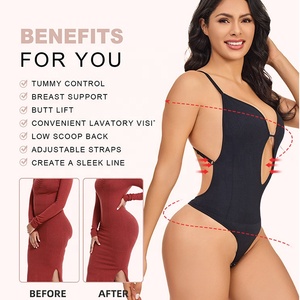 Vente en gros de body sculptant sexy sans couture, <span class=keywords><strong>dos</strong></span> <span class=keywords><strong>plongeant</strong></span> en U, <span class=keywords><strong>dos</strong></span> croisé avec bretelles transparentes, soutien-gorge corset push-up pour femmes - Product Image 2