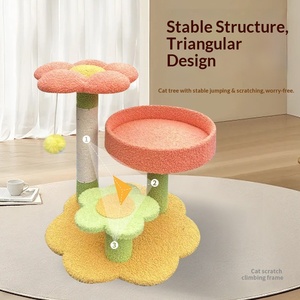 बड़ी बिल्लियों के लिए गर्मी के बाद एकीकृत बिल्ली खरोंच के साथ तीन-परत sial फूल बिल्ली चढ़ाई फ्रेम - Product Image 4