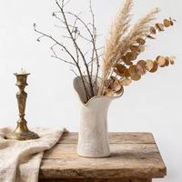 Vase de table en céramique Wabi-Sabi moderne avec fleurs séchées, art abstrait minimaliste créatif, décoration pour la maison et le bureau