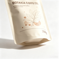Sachets de café personnalisés imprimés numériquement, à fond plat, avec anneau de fermeture thermoscellable, qualité alimentaire, pour café en poudre, grains et aliments pour animaux de compagnie