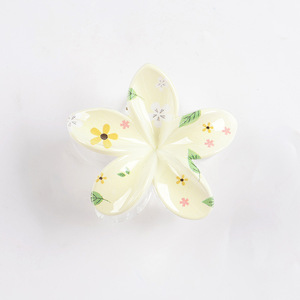 Wholesale Plastic <b>Flower</b> Hair Claw Clips 8cm European-American Style Daily Use <b>Sweet</b> Printed Colorful <b>Flower</b> Hair Accessories - Product Image 6