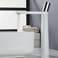 Grifo de Baño Geométrico Minimalista, Grifo Mezclador Monomando de Latón Sólido para Lavabo Sobre Encimera