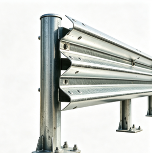 Barrière de sécurité en acier profilé en W, indice d'impact M65, protection H1, galvanisée à chaud, non-réfléchissante, type bouche, pour piquage et encastrage - Product Image 1