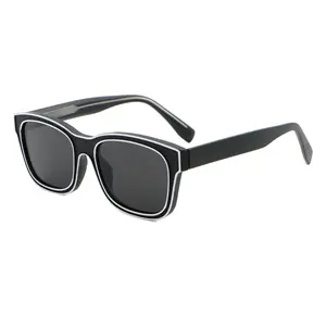 Finewell 8810 Tr90 rétro lunettes de soleil pour hommes Uv400 marron vert Cp acétate carré lunettes de soleil femmes Offre Spéciale femme 2024