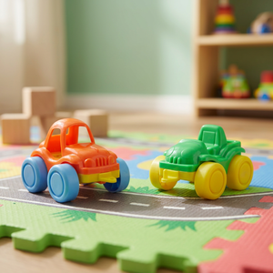 Ensemble de voitures miniatures en plastique colorées pour enfants, jeu de véhicules amusants, emballé en BOPP - Product Image 3