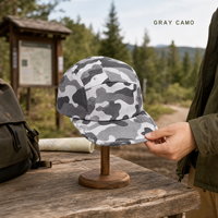 Casquettes de sport et de plage en nylon à 5 panneaux, prix d'usine, faible MOQ, taille ajustable, qualité supérieure, non structurées, camouflage, mode été
