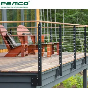 Tali Kawat Dek Hitam Eksterior Sistem Pagar Kabel DIY Dek Stainless Steel Balkon Biaya Balustrade Dapat Disesuaikan