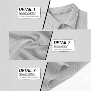 Ensemble chemise et short jacquard blanc pour homme, tenue décontractée d'été en deux pièces pour les loisirs - Product Image 5