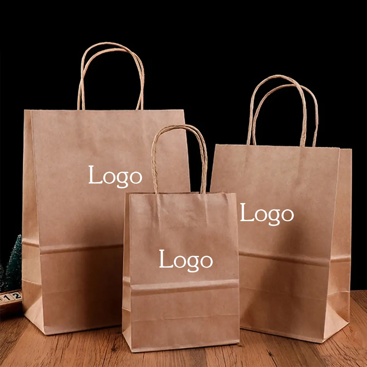 Wholesale Recycled Materials Craft Bolsa De Papel Disposable Brown White Kraft Paper Bags For Food Cake Wine Packaging
