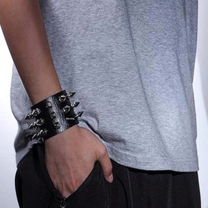Sınır ötesi Harajuku tarzı Punk Bakır Gerdanlık Bambu Zincir Kalp şeklinde Unisex Üç parçalı Boyun Halkası Bilezik Seti Kalın - Product Image 4
