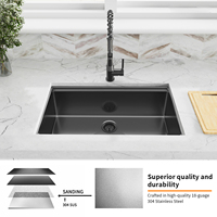 Livraison gratuite Évier de cuisine encastré 32x19 en acier inoxydable noir avec accessoires