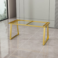 Base de table en métal en forme de U, finition or brossé, robuste et luxueuse, pour salle à manger et bureau