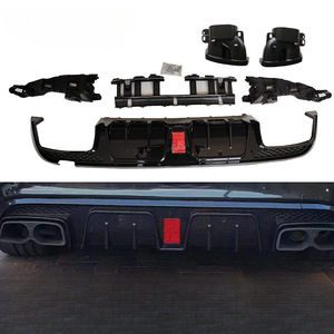 ดิฟฟิวเซอร์ W205 ABS สำหรับกันชนหลัง สีดำเงา พร้อมปลายท่อไอเสีย สำหรับรถยนต์เมอร์เซเดส-เบนซ์ ซีคลาส W205 ปี 2015-2021 รุ่นสปอร์ต - Product Image 1
