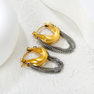 Fashion Drop <b>Earrings</b> Zinc Alloy Chain <b>Tassel</b> Geometric Design Party Jewelry Women's European Style - Product Image 1