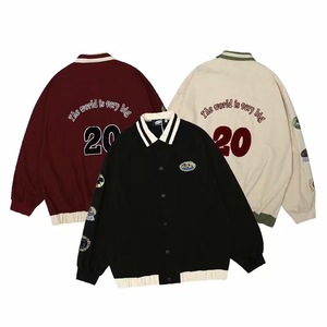 Chaqueta Universitaria de Béisbol Holgada de Estilo Casual Americano para <span class=keywords><strong>Hombre</strong></span> y Mujer, <span class=keywords><strong>Primavera</strong></span>-Otoño <span class=keywords><strong>2021</strong></span>, con Capucha y Tela Personalizada - Product Image 1