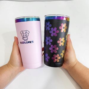 แก้วน้ำเก็บความเย็นสุญญากาศเคลือบสีรุ้ง ขนาด 20 ออนซ์ พร้อมฝาปิด สำหรับสลักเลเซอร์ตามสั่ง ของขวัญวาเลนไทน์ - Product Image 2