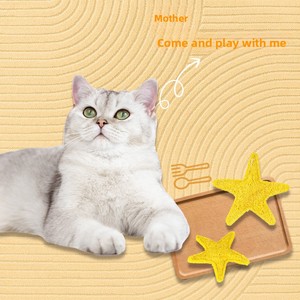 Jouets pour chats en luffa naturel en forme de patte, friandises modernes en carton en forme d'étoile de mer pour le nettoyage buccal, suppléments anti-stress - Product Image 2