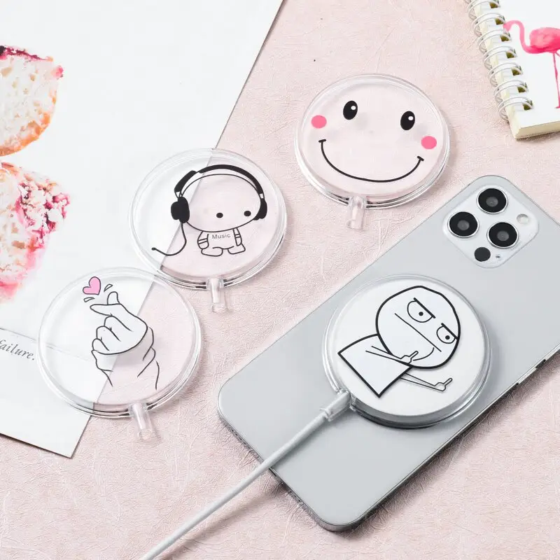 Cartoon Clear Soft Silicone Phone Wireless Charger Adapter Protective Case Cover For Apple Mag Safe iPhone Accessories Wholesale