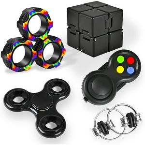 Juego de 5 juguetes antiestrés para adultos, paquete sensorial para el aula y autismo, con cubo giratorio, anillos y controlador - Product Image 1
