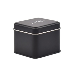 Boîte de <span class=keywords><strong>montre</strong></span> à <span class=keywords><strong>montre</strong></span> en étain noir mat OEM personnalisé, emballage carré pour <span class=keywords><strong>montre</strong></span> avec vitre en PVC, vente en gros - Product Image 2
