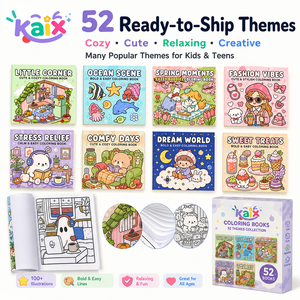 KAIX Set <span class=keywords><strong>de</strong></span> Libros para Colorear Relajantes para Regalo <span class=keywords><strong>de</strong></span> Navidad, 52 Estilos, Páginas Fáciles para Aliviar el Estrés, para Librerías y Venta Minorista Navideña - Product Image 1