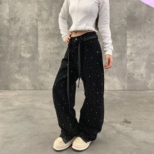 Jeans da Uomo Best-Seller, Moda Nova Hombre, Jeans Baggy Neri e Bianchi con Strass per Uomo - Product Image 2