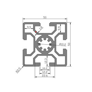 Fabricante de Perfiles de Aluminio Industriales 10-5050, Perfil de Aluminio Estándar Europeo 6063-T5, Perfil de Óxido de Aluminio Blanco Plateado - Product Image 2