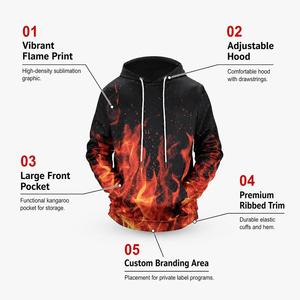 Sudadera con Capucha Unisex Premium de Invierno con Diseño Gráfico de Fuego Digital, Corte Regular, Estilo Urbano, Moda - Product Image 6
