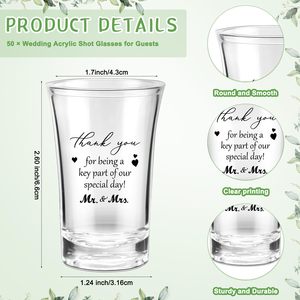 Pafu Gepersonaliseerde Transparante Bruiloft Souvenirs Cadeaus met Kaartje en Organza Zakje 50 Sets Glazen Bruiloft Aandenkens voor Gasten - Product Image 2