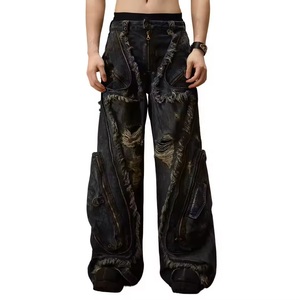 <span class=keywords><strong>Pantaloni</strong></span> Cargo Vintage Personalizzati in Cotone per Uomo, Design Nuovo, Stile Baggy con <span class=keywords><strong>Tasche</strong></span> con Cerniera - Product Image 1