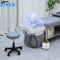 KISEN Lujosa Cama de Masaje Tailandés con Circulación de Agua y Lavabo Spa para Salón de Belleza y Uso Exterior - Cuero PU y Acero Inoxidable