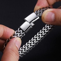 Bracelet de luxe pour homme en acier inoxydable massif, avec breloque éclair argentée et diamants, style mode