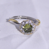 Bijoux fins OEM Or blanc 18 carats 0,52 ct Diamant 1,23 ct Bague en tsavorite verte démoïde Classique 3.74g pour mariage Bijoux de confiance